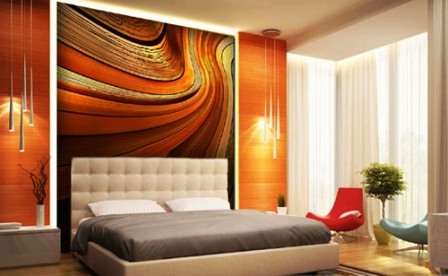 Обои с крупным абстрактным рисунком в интерьере фото